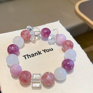 天然紫锂辉搭配白幽灵手串 白水晶随行原创款 天然白幽灵水晶手串