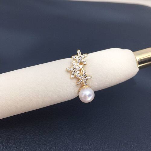 诸暨天然淡水珍珠戒指海星微镶锆石珍珠戒指手饰女珍珠原产地批发