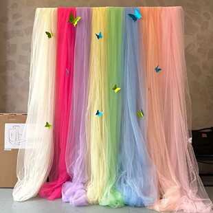 网红仙女网纱雾纱生日KT板蛋糕DIY纱曼情人节婚庆椅背INS派对装饰