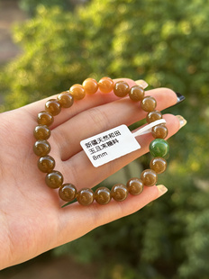 天然新疆和田玉收藏级且末糖料油润细腻焦糖色原创8mm圆珠手串