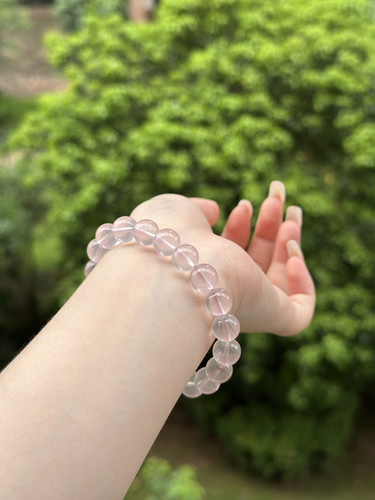 天然粉晶手串 莫桑比克粉晶 莫粉水晶手串 带证书