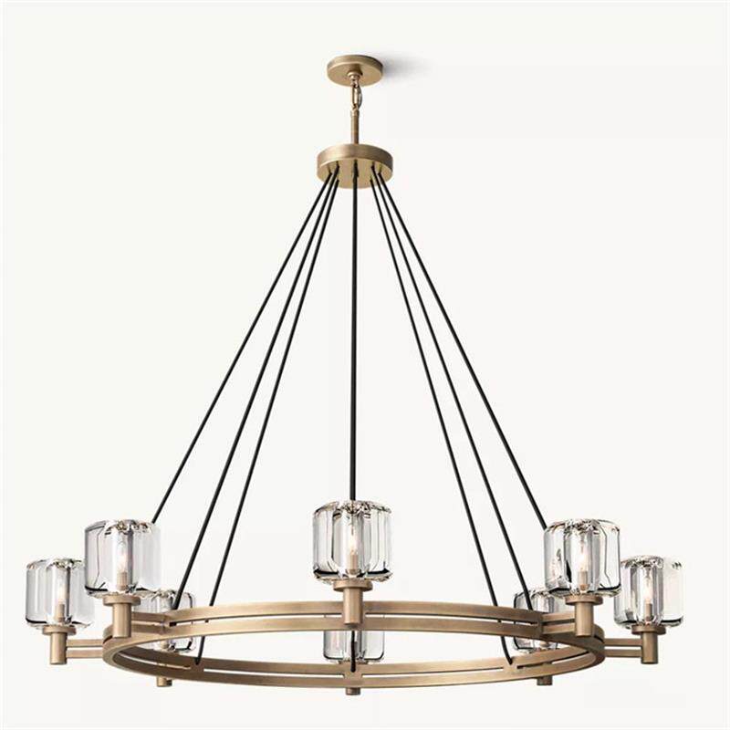 RH出口北美外贸 黄铜美式轻奢现代简约别墅客厅卧室餐厅水晶吊灯