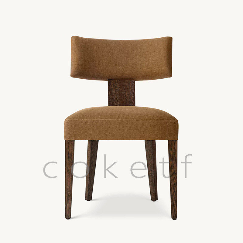 RH PADUA美式乡村实木餐椅设计师款书房布艺椅子靠背休闲单人椅子