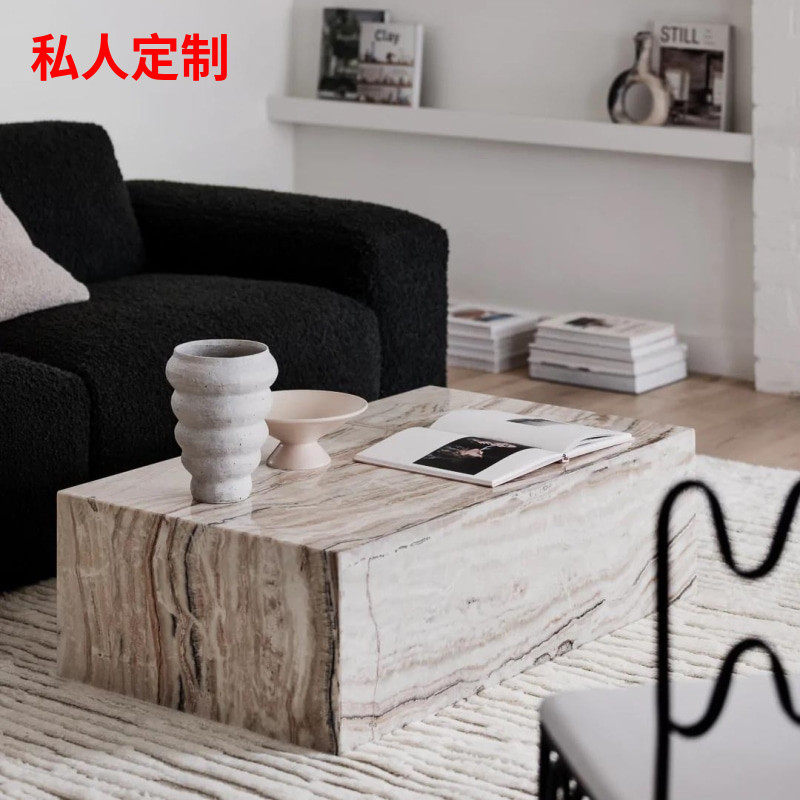 提拉米苏大理石正方形客厅茶几家用小户型极简轻奢别墅简约咖啡桌