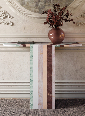 Agua-Marea轻奢极简天然大理石玉石玄关桌子别墅样板间入户长条几