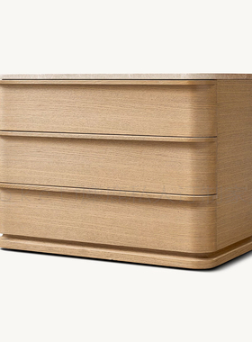 Ligné Emperador美式乡村大理石封闭式床头柜家用卧室实木储物柜