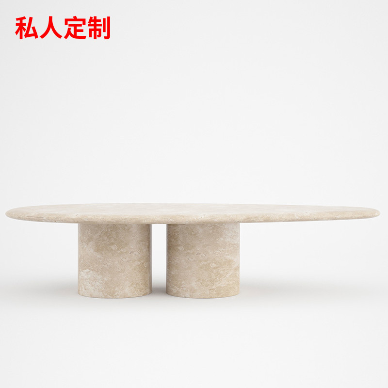 不规则法式奶油风茶几客厅家用2025新款洞石简约现代高级感个性