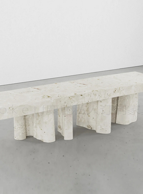 Bellagio意式轻奢高级感天然莫奈花园大理石长凳子设计师款长条凳