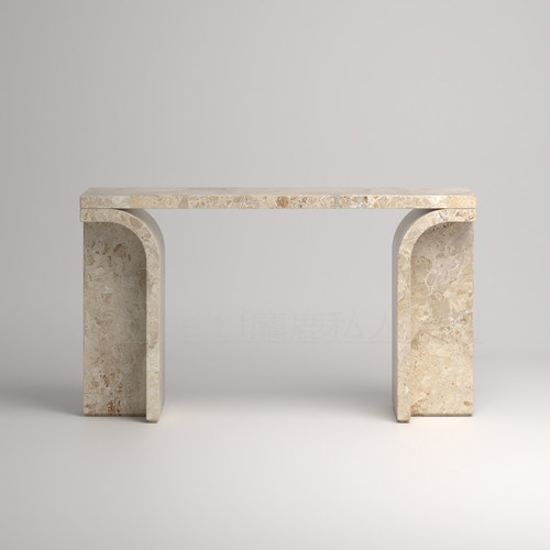 意式极简天然莫奈花园大理石玄关台设计师款别墅酒店入户门厅条桌