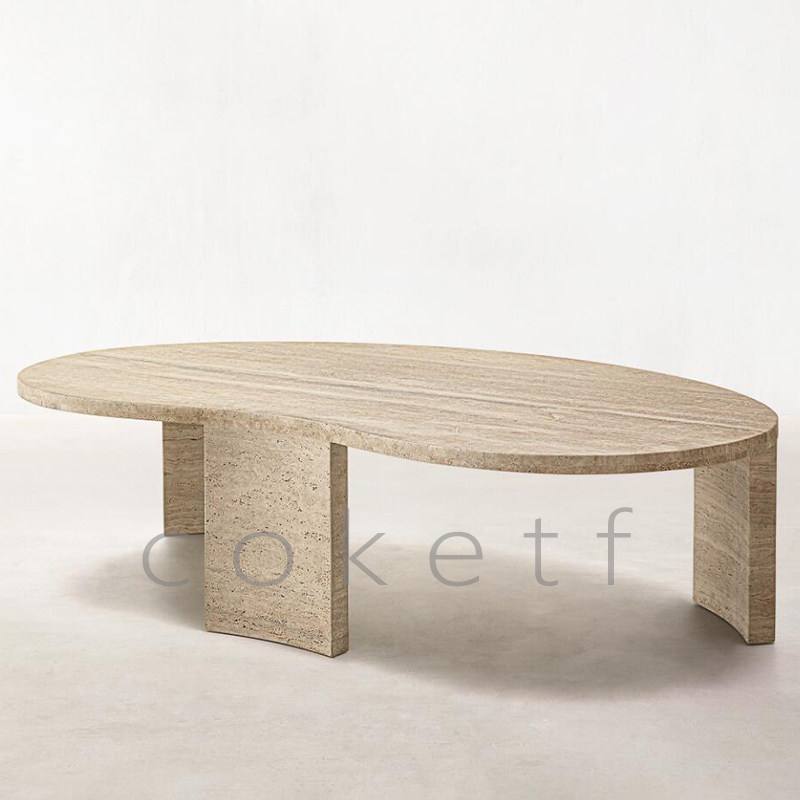 Vinci意大利天然罗马洞石大理石茶几设计师款客厅沙发极简咖啡桌