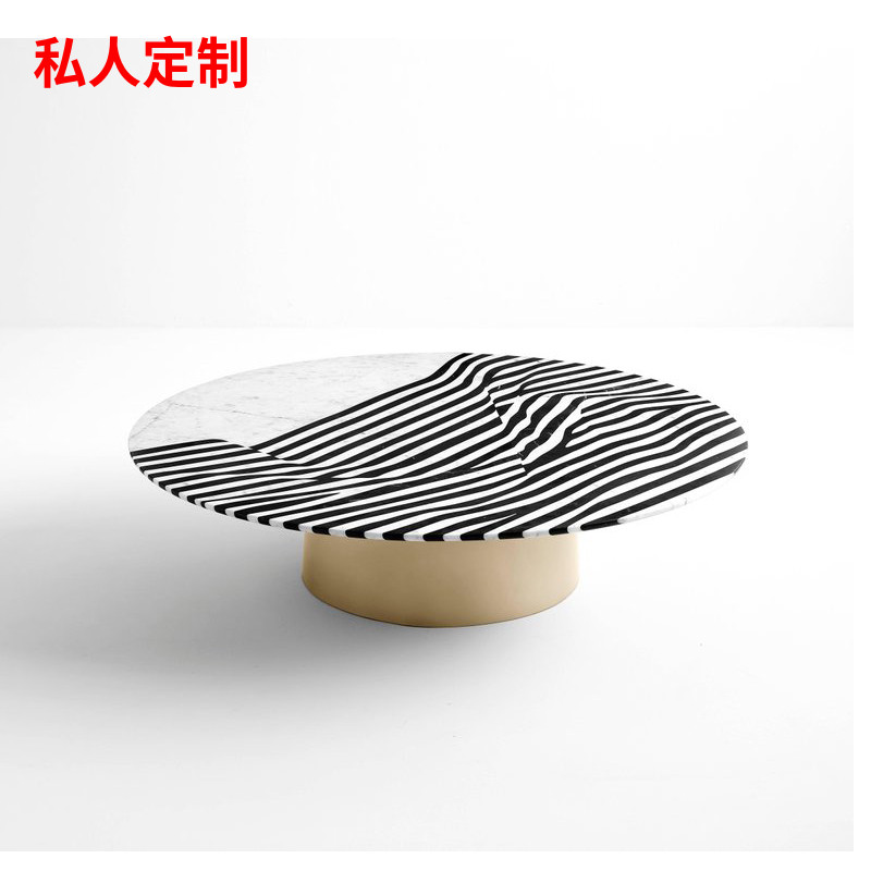简约现代大理石茶几 设计师拼色创意客厅茶桌样板房洽谈桌接待桌