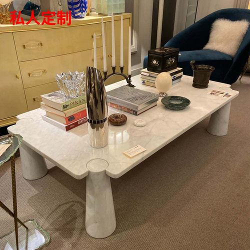意大利天然中花白茶几简约客厅