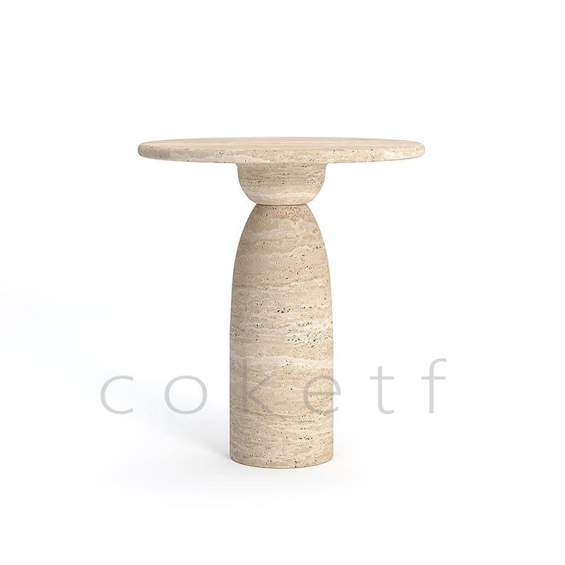 侘寂风设计师款创意漏斗形天然罗马洞石边几高级感客厅沙发小边桌