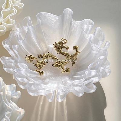 Shinymomo创意波浪花艺术碗好运连绵装饰摆件龙年礼物收纳果盘