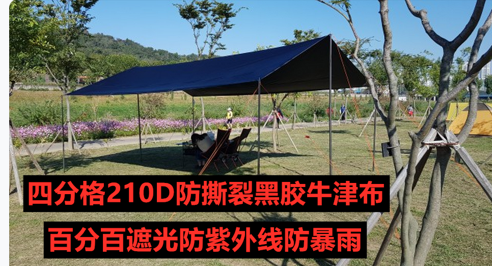 方形户外全遮光格子黑胶天幕防撕裂5*8米超大天幕台湾防嗮防暴雨