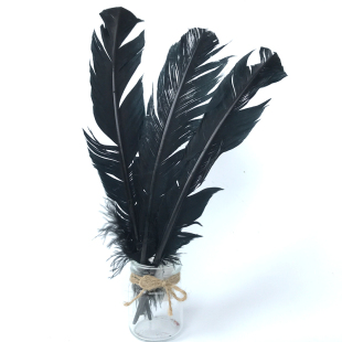 DIY饰品配可做笔COSPLAY白色黑色大羽毛火鸡毛羽毛笔材料火鸡窝翎