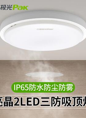 三雄极光亮晶ed吸顶灯IP65户外防潮车间走廊阳台浴室厨卫灯防水