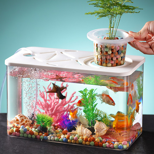 非凡家品透明PET办公室防爆鱼缸