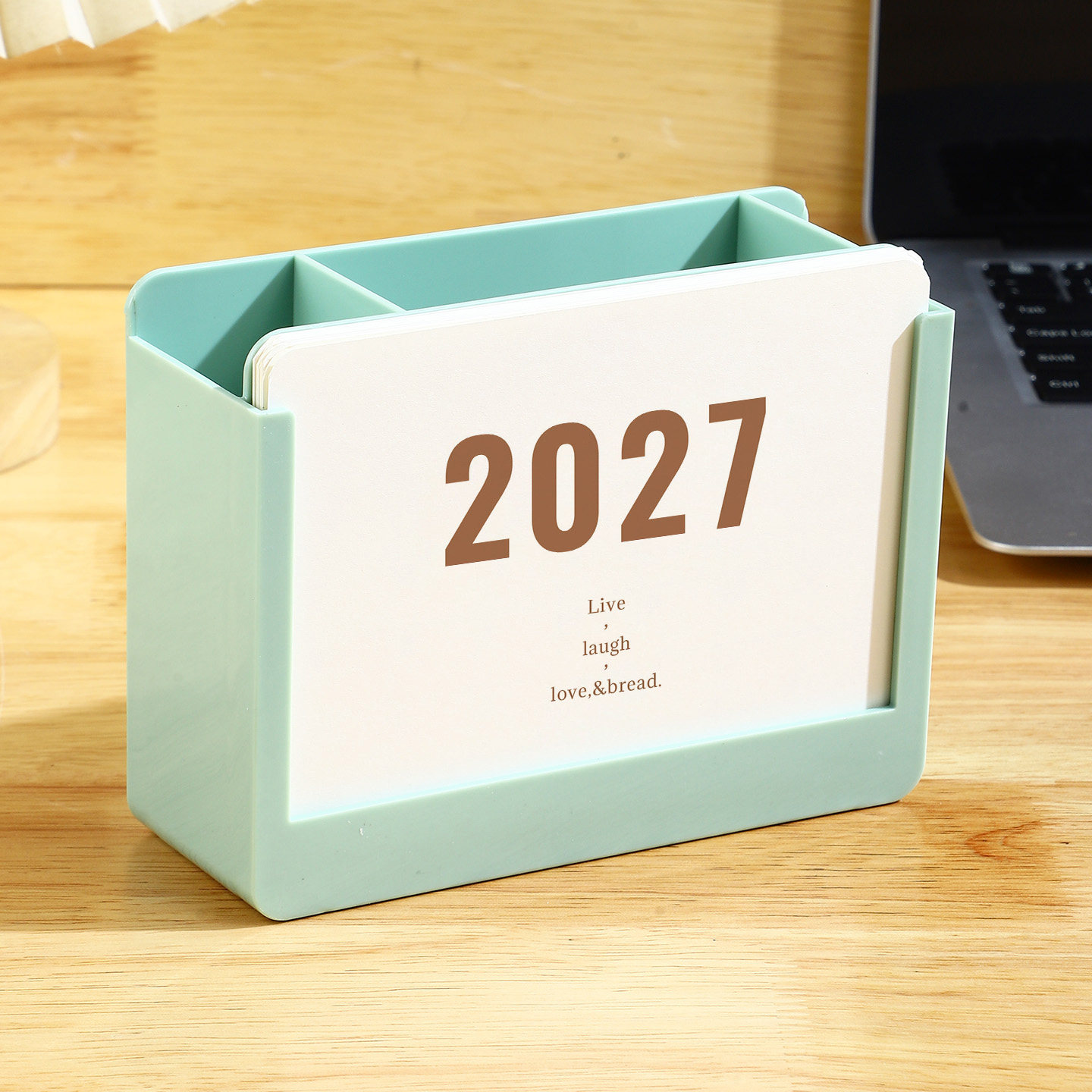 2027台历收纳创意笔筒日历可定做桌面摆件年历清新多功能自律打卡