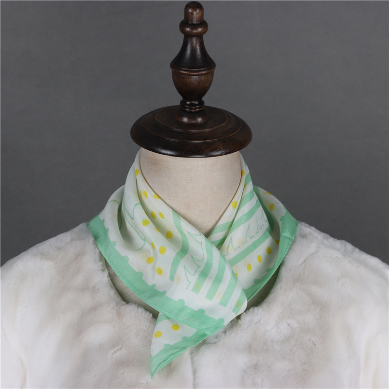 亲肤柔软时尚印花丝棉小方巾春秋气质装饰桑蚕丝丝巾A0923 1002