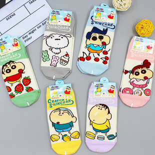 零食系列情侣款 蜡笔小新卡通短袜 休闲可爱学生系 新款 秋季