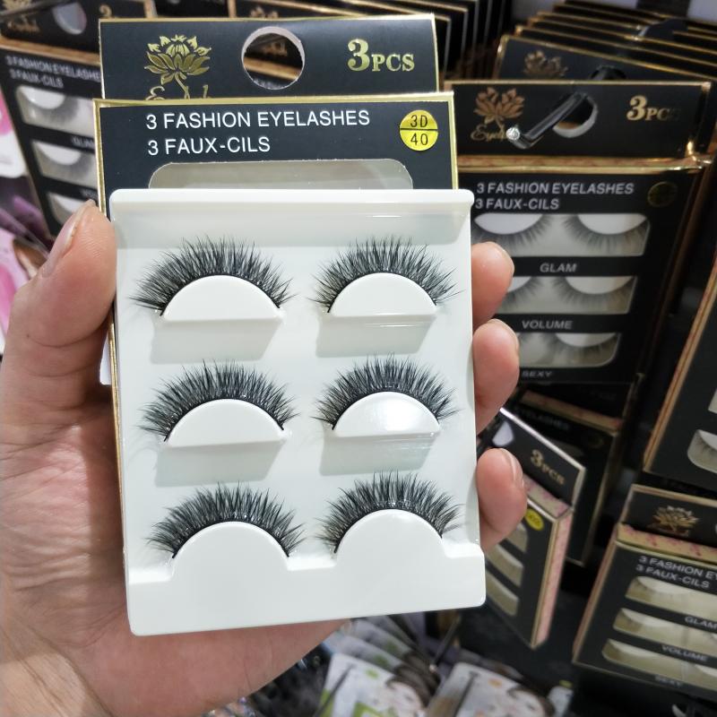 一盒3副网红3D假睫毛40#日式立体多层超自然裸妆浓密眼睫毛超逼真