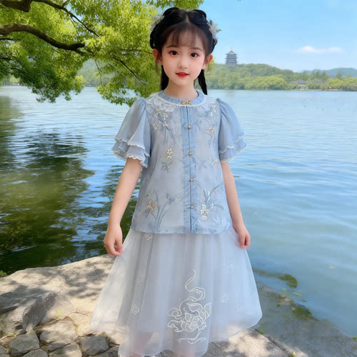 汪小荷女童新中式汉服套装夏装