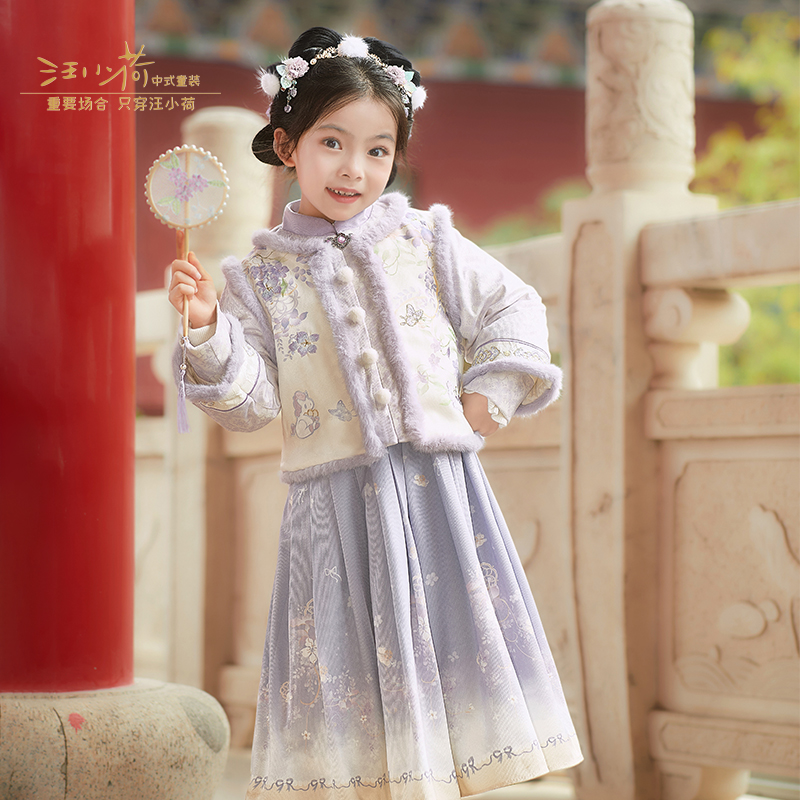 汪小荷女童拜年服25冬装国风套装