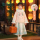 新品 中式 汉服加厚国风套装 汪小荷女童汉服冬季 中国风宝宝唐装