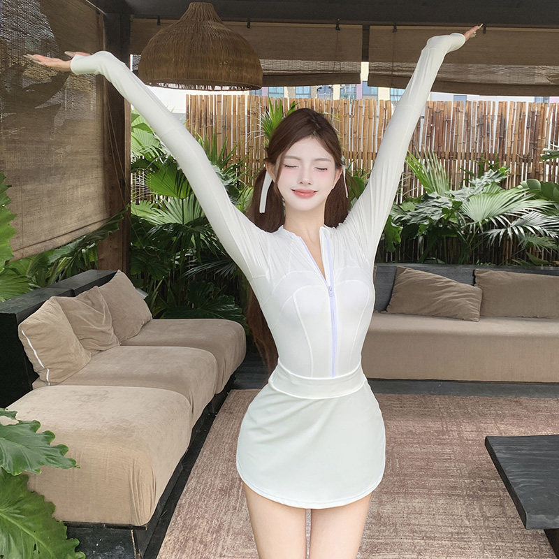 韩ins连体泳衣女保守遮肚显瘦