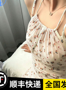 日系可爱少女性感小清新甜美碎花挂脖吊带学生保守连体裙式泳衣
