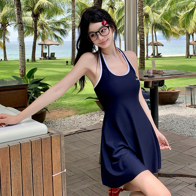 连体裙式泳衣女可抽绳边款式泳装泡温泉性感仙女范温泉度假显瘦,运动/瑜伽/健身/球迷用品,连体泳衣,淘宝优惠券,粉丝福利购,淘宝优惠卷