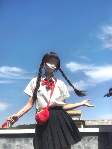 原创jk制服学院风樱花短袖白衬衫叠穿绀色短裙青春小个子套装班服