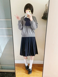秋冬学院风套头针织毛衣日系jk制服校供感叠穿基础百褶裙子套装女