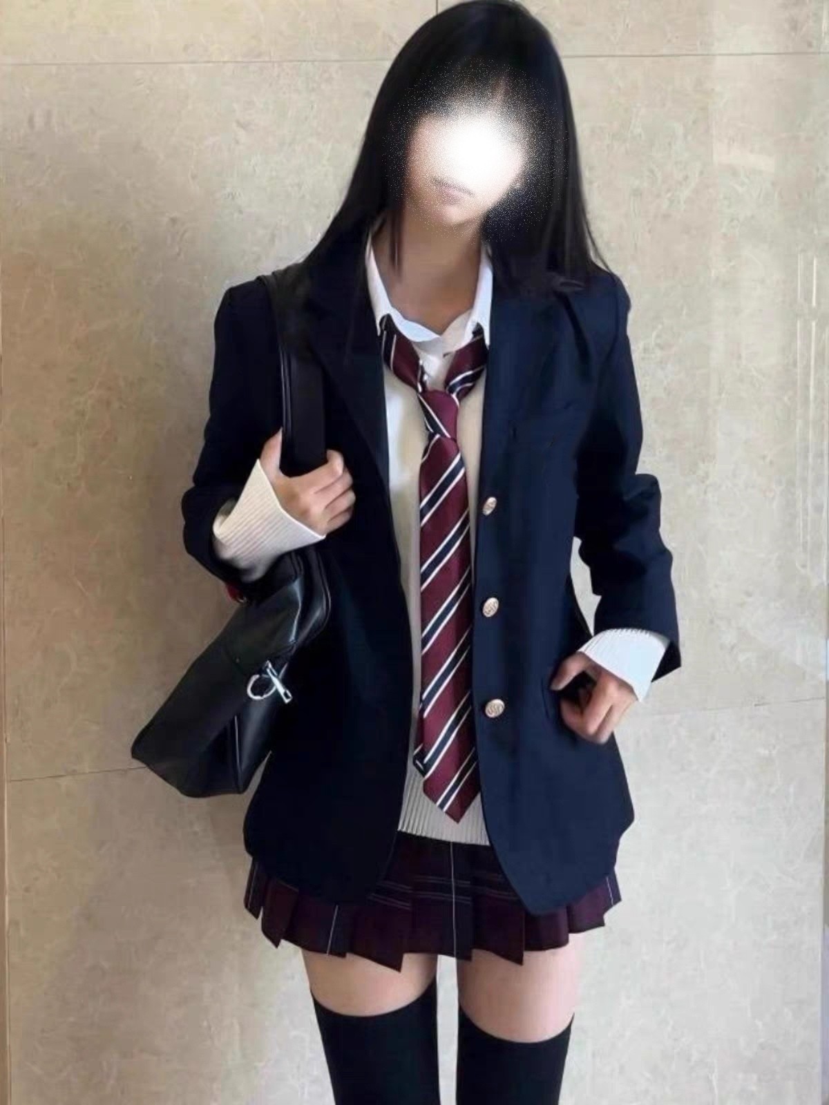 正版Jk套装制服西装外套白色毛衣叠穿衬衫原创校供玄红格裙一整套