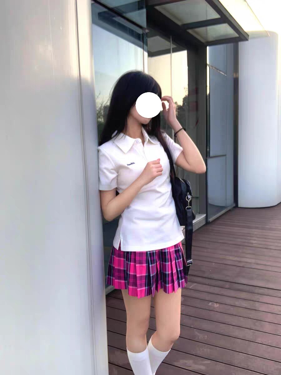 校供感纯欲风日系小岛收腰短袖polo衫叠穿小玫格裙青春洋气套装女