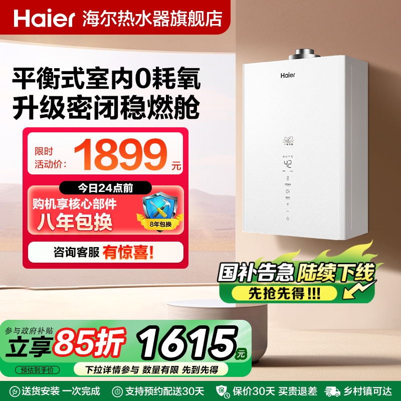 Haier/海尔燃气热水器家用恒温节能平衡式浴室可安装 13升ZH3PRO