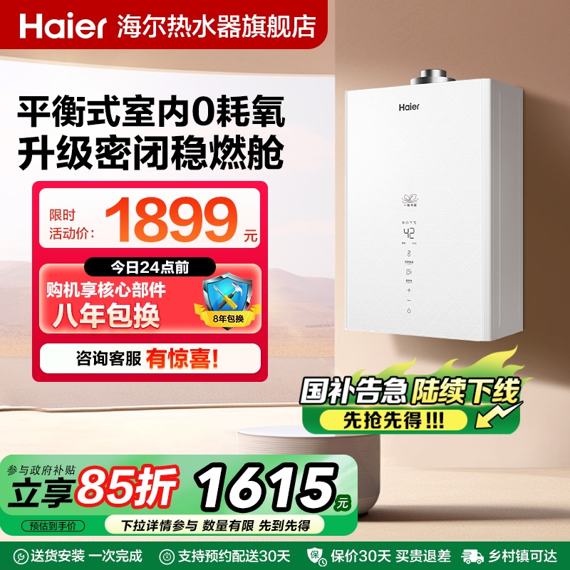 Haier/海尔燃气热水器家用恒温节能平衡式浴室可安装 13升ZH3PRO