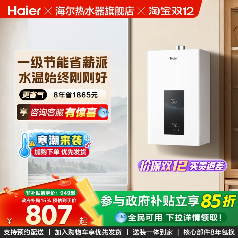 [政府补贴]海尔官方燃气热水器天然气家用水伺服恒温洗澡WM3PRO