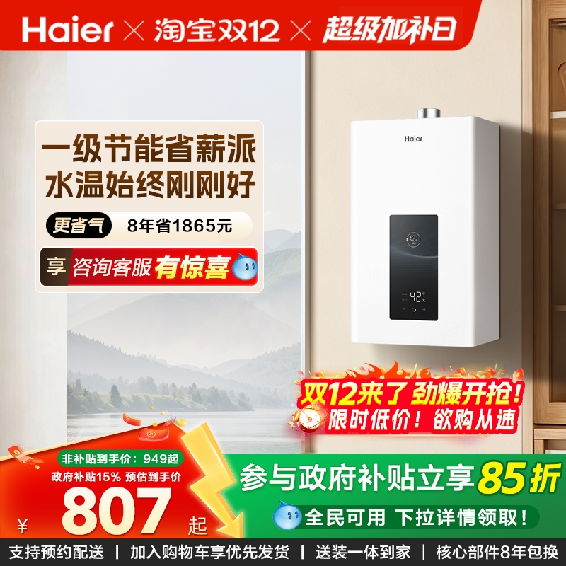 [政府补贴]海尔官方燃气热水器天然气家用水伺服恒温洗澡WM3PRO