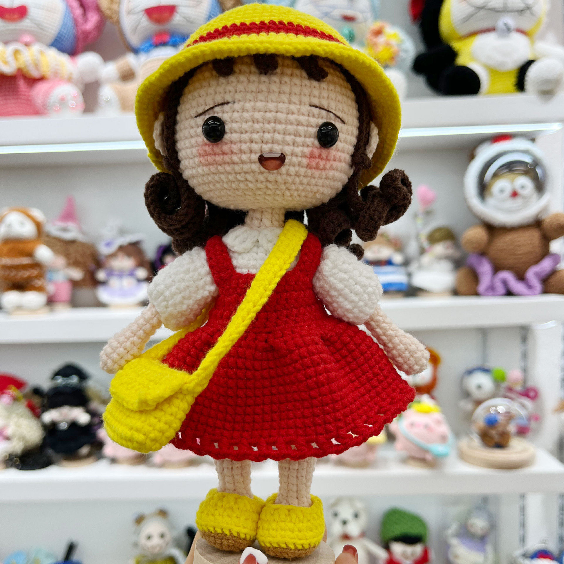 雪妃尔毛线钩针钩织玩偶成品 钩织团子樱桃小丸子成品 摆件手办品