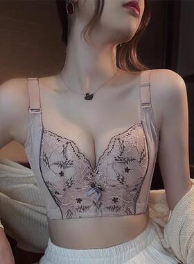 西施尔六排扣中薄收副乳软钢圈调整型防外扩下垂内衣白色文胸胸罩