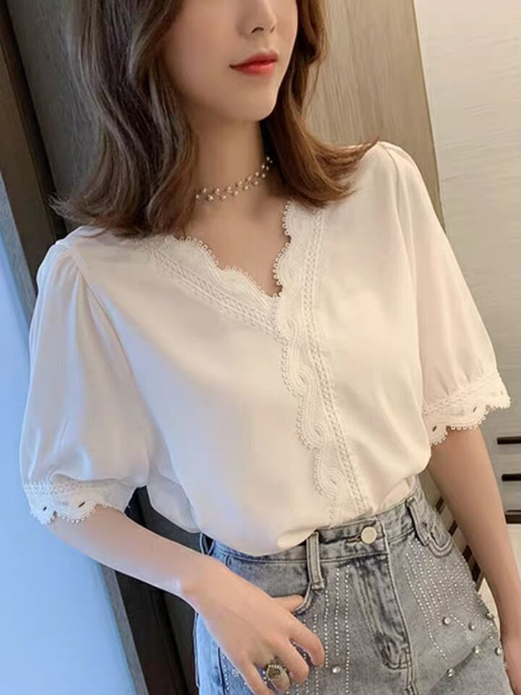 短袖衬衫上衣夏装T恤衫女