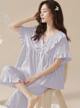 维多利亚纯棉公主风睡衣女款2026新款夏季天短袖甜美高级感家居服