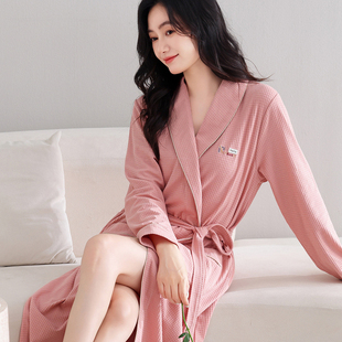 维多利亚睡袍女款2026新款春秋长袖纯棉吸水速干浴袍晨袍家居服夏