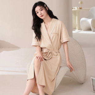维多利亚纯棉睡袍女款2026新款吸水速干浴袍夏季天短袖晨袍家居服