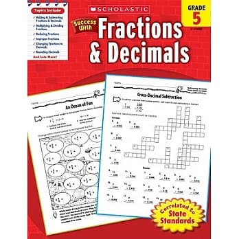 现货  英文原版 学乐成功 美国小学五年级分数小数练习册附答案 SCHOLASTIC SUCCESS WITH Fractions & Decimals,Grade 5
