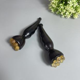 羊角加长莲蓬拨筋棒眼周按摩棒面部按摩器刮痧护肤女士檀木点穴笔
