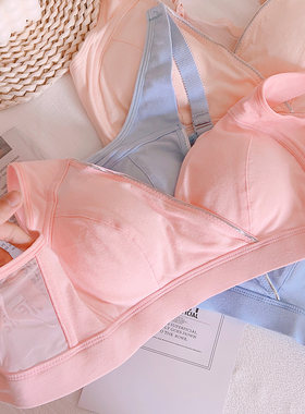 交叉无钢圈纯棉哺乳多功能文胸