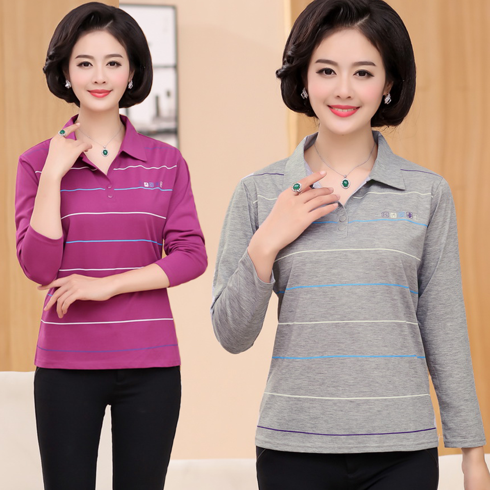 中老年女装长袖全棉打底衫春季